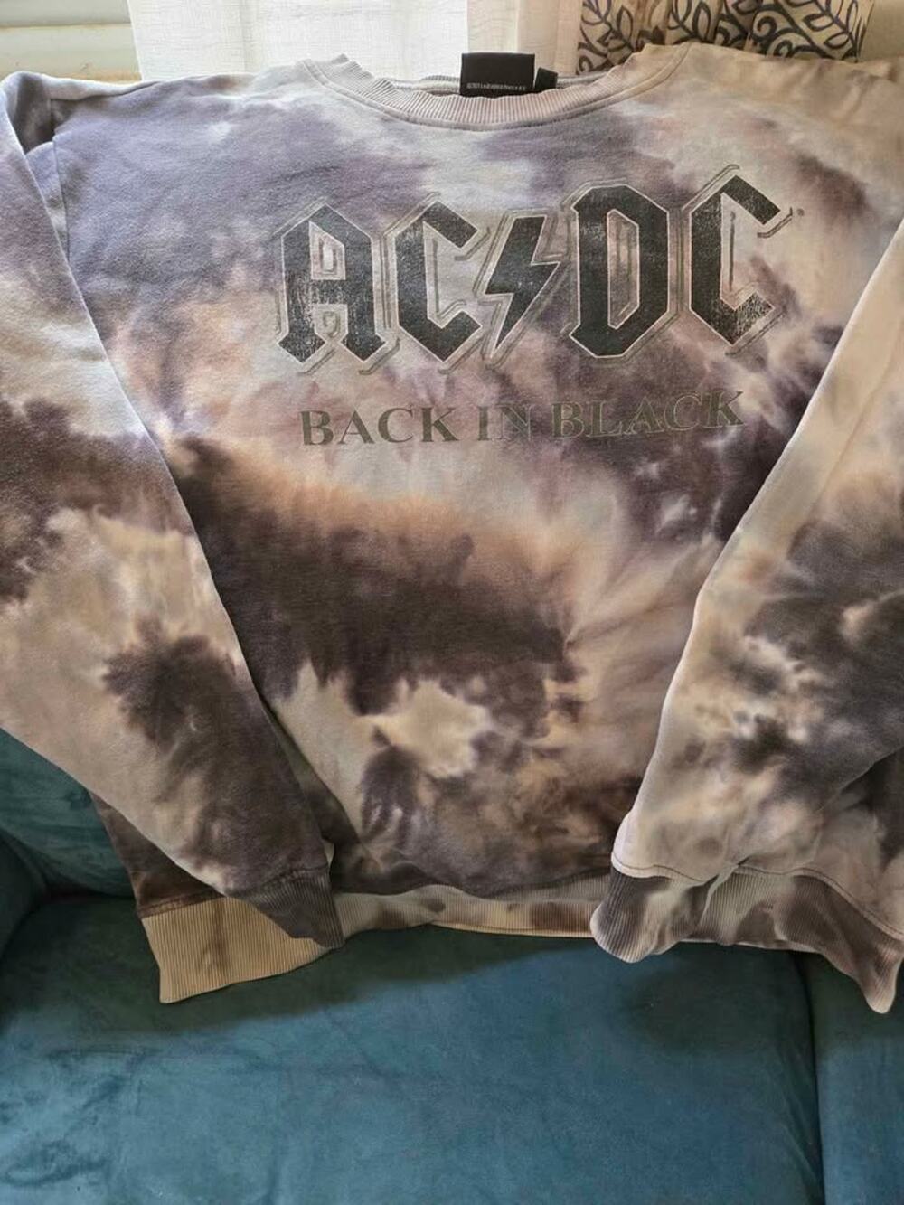 AC/DC Back in Black Tie-Dye Crewneck Sweatshirt Size L